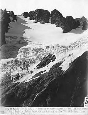 Detail of glacier on the North Cascade Range, Cascade Pass, Washington, 1900 (GLACIERS 4999)