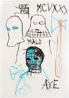Drawing by Jean-Michel Basquiat, (Axe-Rene) 1982