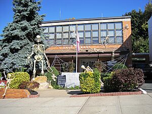 East Newark Borough Hall decorated for Halloween