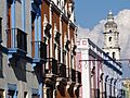 Facades in Old City with Cathedral at Rear - Campeche - Mexico
