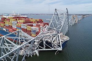 Francis Scott Key Bridge and Cargo Ship Dali NTSB view (cropped)