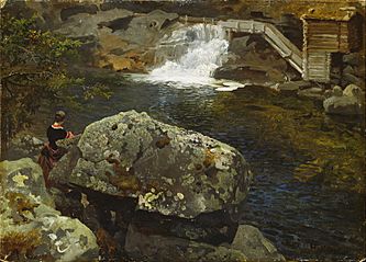 Hans Gude - By the Mill Pond - Google Art Project