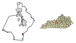 Location of Sonora in Hardin County, Kentucky.