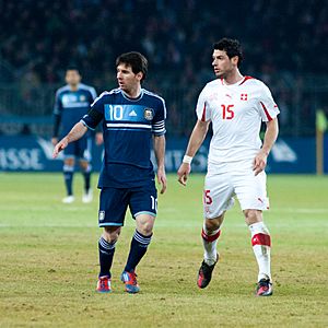 Lionel Messi (L), Blerim Dzemaili (R) - Switzerland vs. Argentina, 29th February 2012