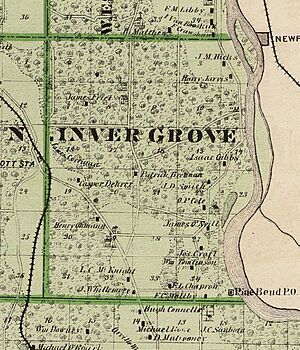 Map of Inver Grove from the 1874 Minnesota State Atlas (cropped)