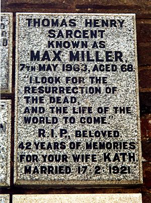 Max Miller memorial-tablet