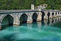 Mehmet pasa bridge and green Drina river