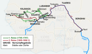 Mungo Parks Route 1795-97 and 1805-06