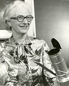 Nancy Grace Roman with Space Telescope Model in 1966 (27154772837)