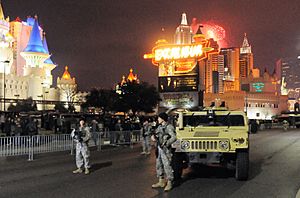 Nevada National Guard patrols Las Vegas Strip on New Years (2017)