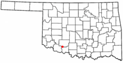 Location of Faxon, Oklahoma
