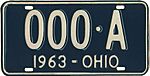 Ohio license plate sample 000 A 1963.jpg