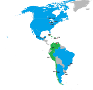 Pan American Games host countries map