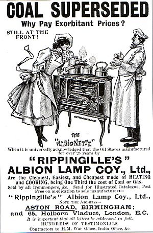 Rippingille Albion Lamp Coy c1900 advert