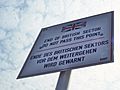 Road sign delimiting British zone of occupation in Berlin 1984
