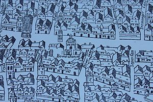 St Mary-le-Bow Church as shown on Agas map of 1561