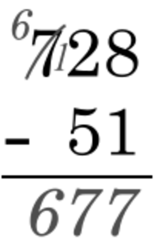 Vertical subtraction example