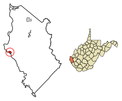 Location of Fort Gay in Wayne County, West Virginia.
