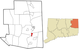 Windham County Connecticut incorporated and unincorporated areas Wauregan highlighted.svg