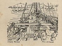 02 pen and ink drawing by Thomas Tendron Jeans for his book Ford of HMS Vigilant