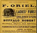 Advertisement for F. Oriel Furrier, Rome New York - ladies' furs, children's furs, buffalo robes