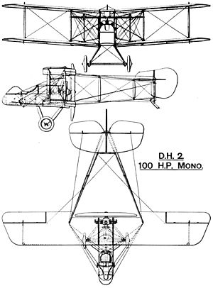 Airco D.H.2 British First World War single seat fighter rigging drawing
