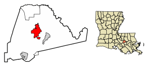Location of Gonzales in Ascension Parish, Louisiana.