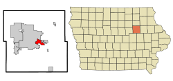 Location of Evansdale, Iowa