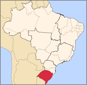 Location of State of Rio Grande do Sul in Brazil