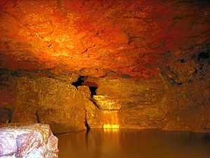 Clearwell Caves, lake and cave roof