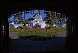 Conservatory of Flowers Grounds Greenhouse from tunnelMG 7186