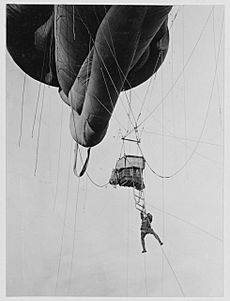 Disembarking from Kite Balloon WW1