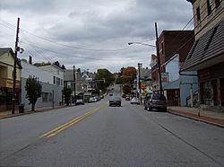 Along Route 68 in downtown Evans City
