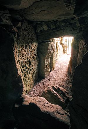 Entrance passage with cup marks, Loughcrew cairn T