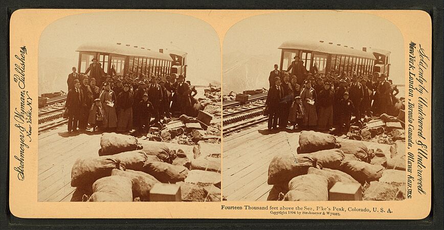 Fourteen thousand feet above the sea, Pike's Peak, Colorado, U.S.A, from Robert N. Dennis collection of stereoscopic views
