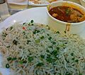 Fried rice with vegetables in hot garlic sauce