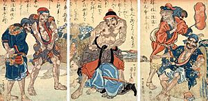 Kuniyoshi Utagawa, Suikoden Triptych The Fishermen