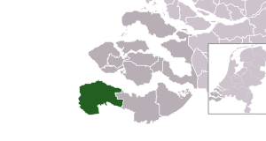 Highlighted position of Sluis in a municipal map of Zeeland