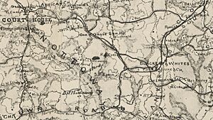 Map of Court House and Blacks & Whites Area of Nottoway County, Virginia, from 1864
