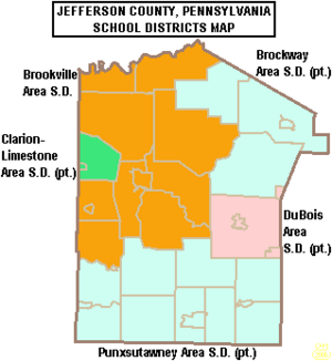 Map of Jefferson County Pennsylvania School Districts