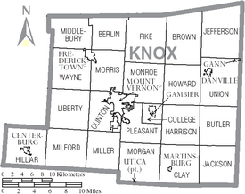 Map of Knox County Ohio With Municipal and Township Labels