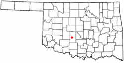Location of Ninnekah, Oklahoma