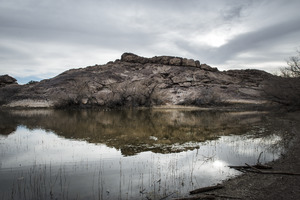 One of the large "tanks" in Hueco Tanks State Park & Historic Site in the low mountains above El Paso, Texas LCCN2014630724