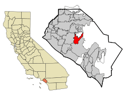 Location of Tustin within Orange County, California