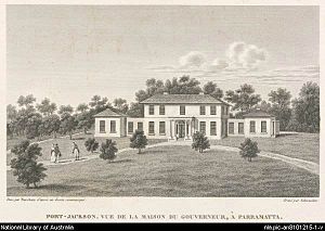 Port Jackson, vue de la maison du Gouverneur a Parramatta 1819