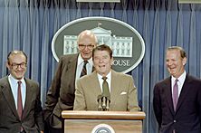 President Ronald Reagan announcing the nomination of Alan Greenspan as Chairman of the Board of Governors of the Federal Reserve Board
