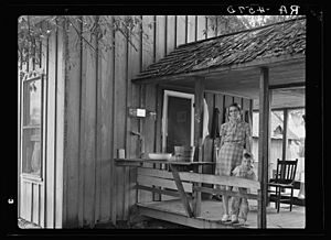 Resettled farming family that has temporary residence in the old Irwinville jail
