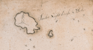 Sambro Light (inset of A plan of Halifax Harbour in Nova Scotia, 1760 by R. A. Davenport)