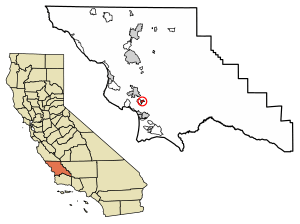 Location of Edna in San Luis Obispo County, California.