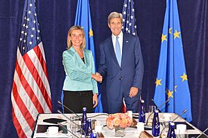 Secretary Kerry and EU High Representative Mogherini Pose for a Photo Before Their Meeting in New York City (21825001666)